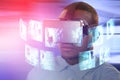 Composite image of man with virtual reality headset Royalty Free Stock Photo