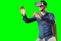 Composite image of man wearing virtual reality headset Royalty Free Stock Photo