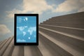 Composite image of map on tablet screen Royalty Free Stock Photo