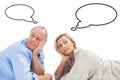 Composite image of mature couple lying and thinking