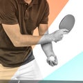 Composite image of mid section of athlete man playing table tennis