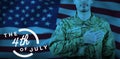 Composite image of mid section of soldier taking oath Royalty Free Stock Photo