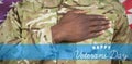 Composite image of mid section of soldier taking oath Royalty Free Stock Photo