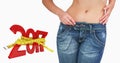 Composite image of midsection of slim woman in jeans Royalty Free Stock Photo
