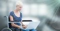 Composite image od handicap woman using a computer