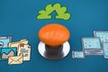 Composite image of orange push button Royalty Free Stock Photo