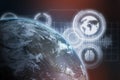 Composite image of planet earth against white background Royalty Free Stock Photo