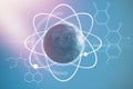 Composite image of planet earth amidst atom Royalty Free Stock Photo