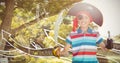 Composite image of portrait of boy pretending to be a pirate Royalty Free Stock Photo