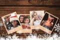 Composite image of portrait of an father and son holding a christmas gift Royalty Free Stock Photo