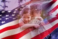 Composite image of portrait of girl hugging army officer father Royalty Free Stock Photo