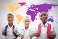 Composite image of portrait of happy students in uniforms Royalty Free Stock Photo