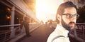 Composite image of portrait of man wearing eyeglasses Royalty Free Stock Photo