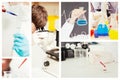 Composite image of portrait of a protected scientist dropping a liquid in a test tube Royalty Free Stock Photo