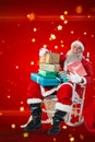 Composite image of portrait of santa claus holding stack of christmas presents Royalty Free Stock Photo