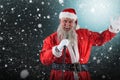 Composite image of portrait of santa claus singing christmas songs Royalty Free Stock Photo