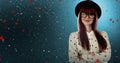 Composite image of portrait of a smiling hipster woman with arms crossed Royalty Free Stock Photo