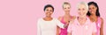 Composite image of portrait of women supporting breast cancer awareness Royalty Free Stock Photo