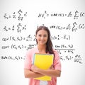 Composite image of pretty student smiling at camera Royalty Free Stock Photo