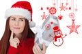 Composite image of redhead holding gift