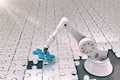 Composite image of robot setting up jigsaw puzzle 3d Royalty Free Stock Photo