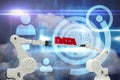 Composite image of robotic hands holding red data text Royalty Free Stock Photo