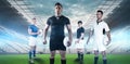 Composite image of rugby player holding rugby ball Royalty Free Stock Photo