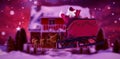 Composite image of santa claus riding on sleigh during christmas