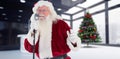 Composite image of santa claus is singing christmas songs Royalty Free Stock Photo