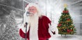 Composite image of santa claus is singing christmas songs Royalty Free Stock Photo