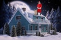 Composite image of santa claus standing with bag of gifts Royalty Free Stock Photo