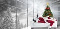 Composite image of santa claus taking a nap Royalty Free Stock Photo