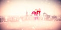 Composite image of santa and mrs claus smiling at camera Royalty Free Stock Photo