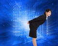 Composite image of serious businesswoman bending Royalty Free Stock Photo