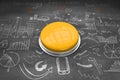 Composite image of shiny yellow push button Royalty Free Stock Photo