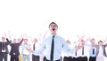 Composite image of shouting businessman