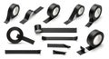 Isolated black electrical tape pieces collage Royalty Free Stock Photo