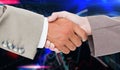 Composite image of side view of business peoples hands shaking Royalty Free Stock Photo