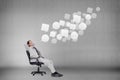 Composite image of side view of businessman leaning back in his chair Royalty Free Stock Photo