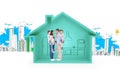 Composite image of side view of parents giving piggyback ride to children Royalty Free Stock Photo