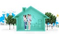 Composite image of side view of parents giving piggyback ride to children Royalty Free Stock Photo