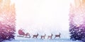 Composite image of side view of santa claus riding on sleigh during christmas Royalty Free Stock Photo