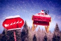 Composite image of silhouette of santa and reindeer Royalty Free Stock Photo