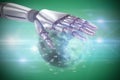 Composite image of silver metal robotic hand Royalty Free Stock Photo