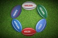 Composite image of six nations rugby balls