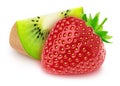 Composite image with slice of kiwi and strawberry isolated on a white background Royalty Free Stock Photo
