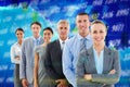 Composite image of smiling business team standing in a line Royalty Free Stock Photo