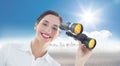 Composite image of smiling business woman with binoculars Royalty Free Stock Photo