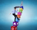 Composite image of smiling businessman with umbrella Royalty Free Stock Photo