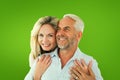 Composite image of smiling couple embracing with woman looking at camera Royalty Free Stock Photo